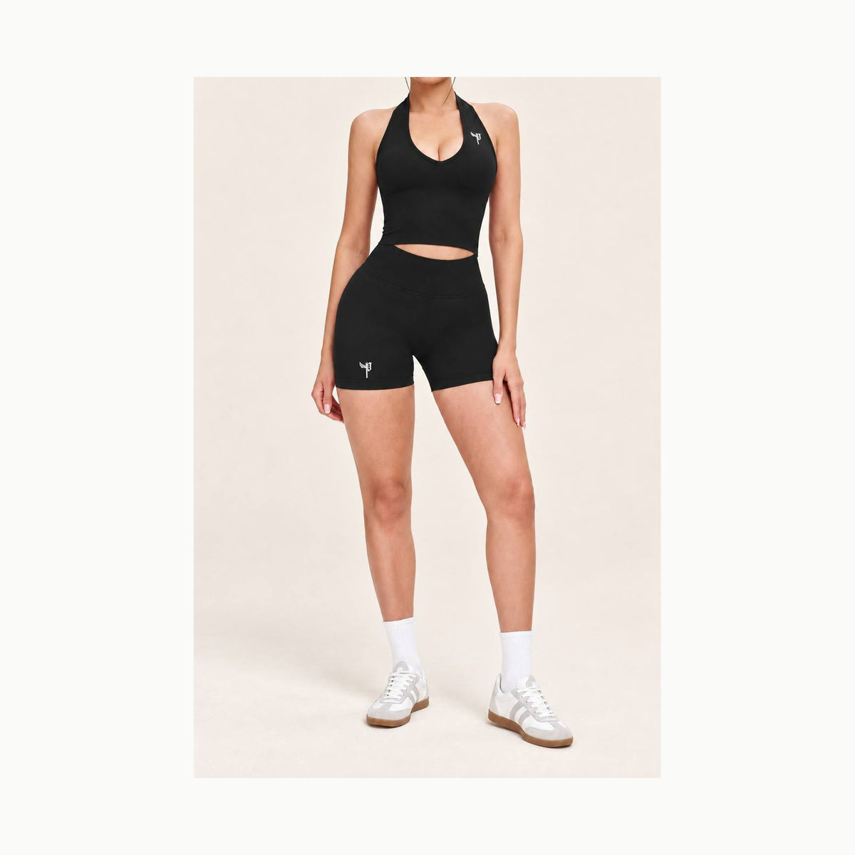 Playtimezover Seamless Halter Short Set – Black